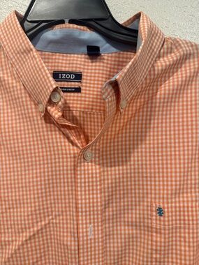 Izod Orange and White Gingham Button-Down Shirt